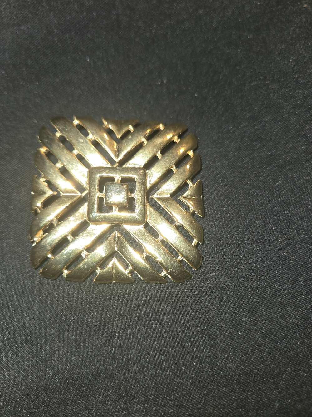 Vintage 1980s Gold Geometric Openwork Brooch Pin